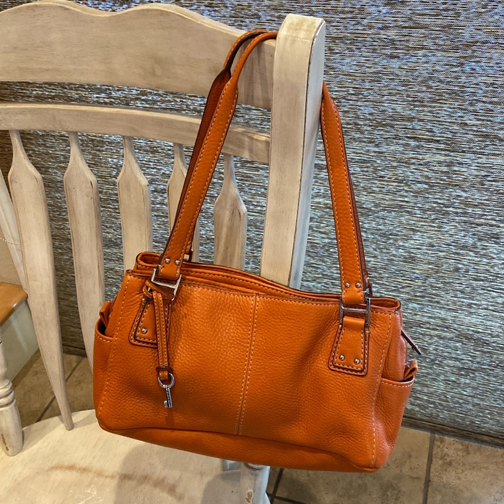 Fossil orange leather purse